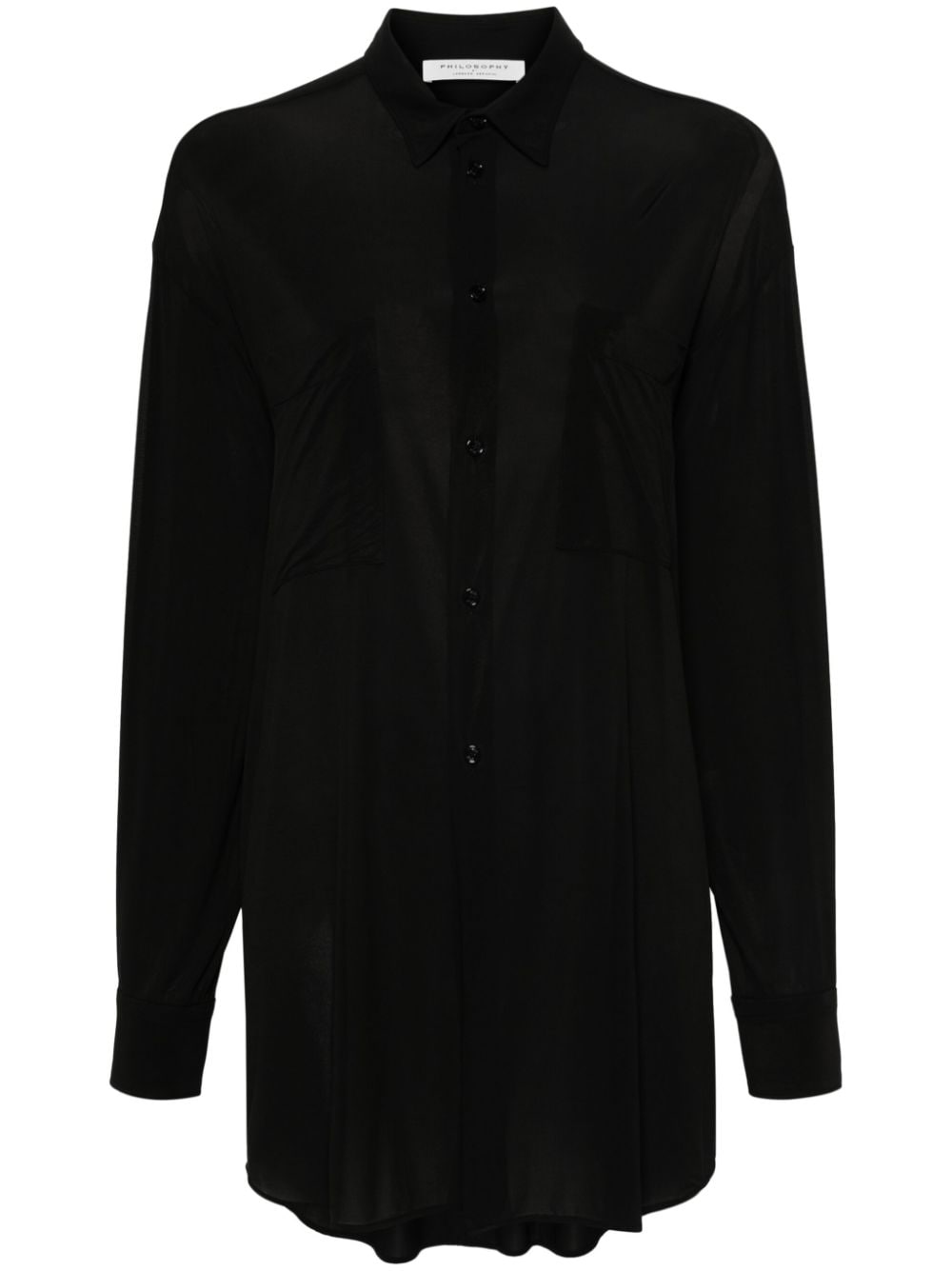 Philosophy Di Lorenzo Serafini box-pleat-detail jersey shirt - Black von Philosophy Di Lorenzo Serafini