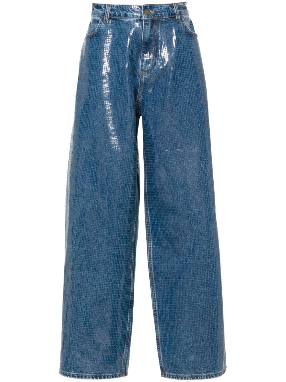 Philosophy Di Lorenzo Serafini coated-finish wide-leg trousers - Blue von Philosophy Di Lorenzo Serafini