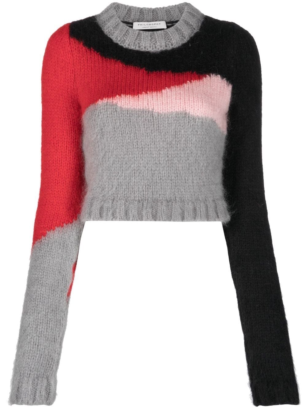 Philosophy Di Lorenzo Serafini cropped colour-block jumper - Grey von Philosophy Di Lorenzo Serafini