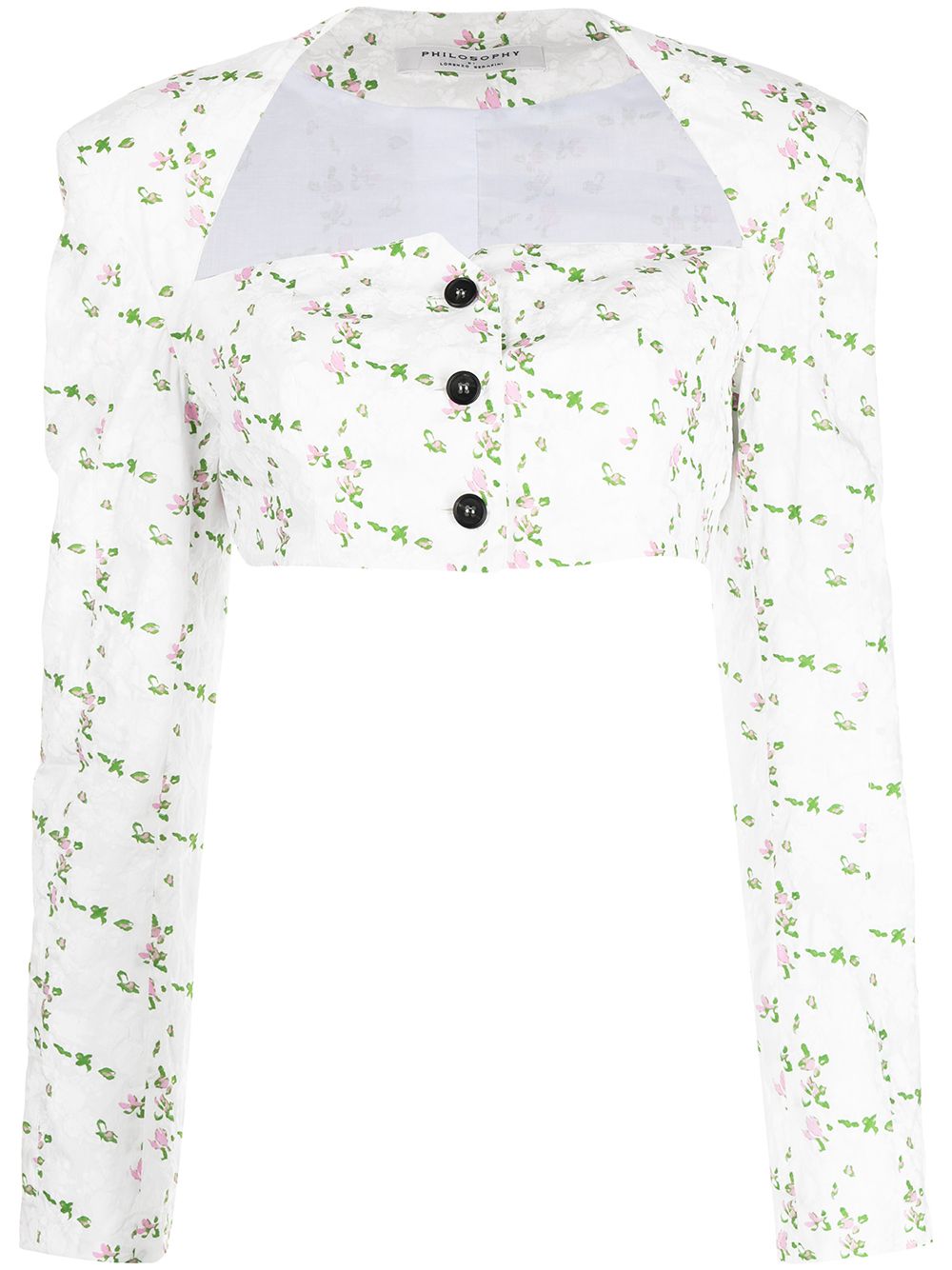 Philosophy Di Lorenzo Serafini cropped floral-print blouse - White von Philosophy Di Lorenzo Serafini