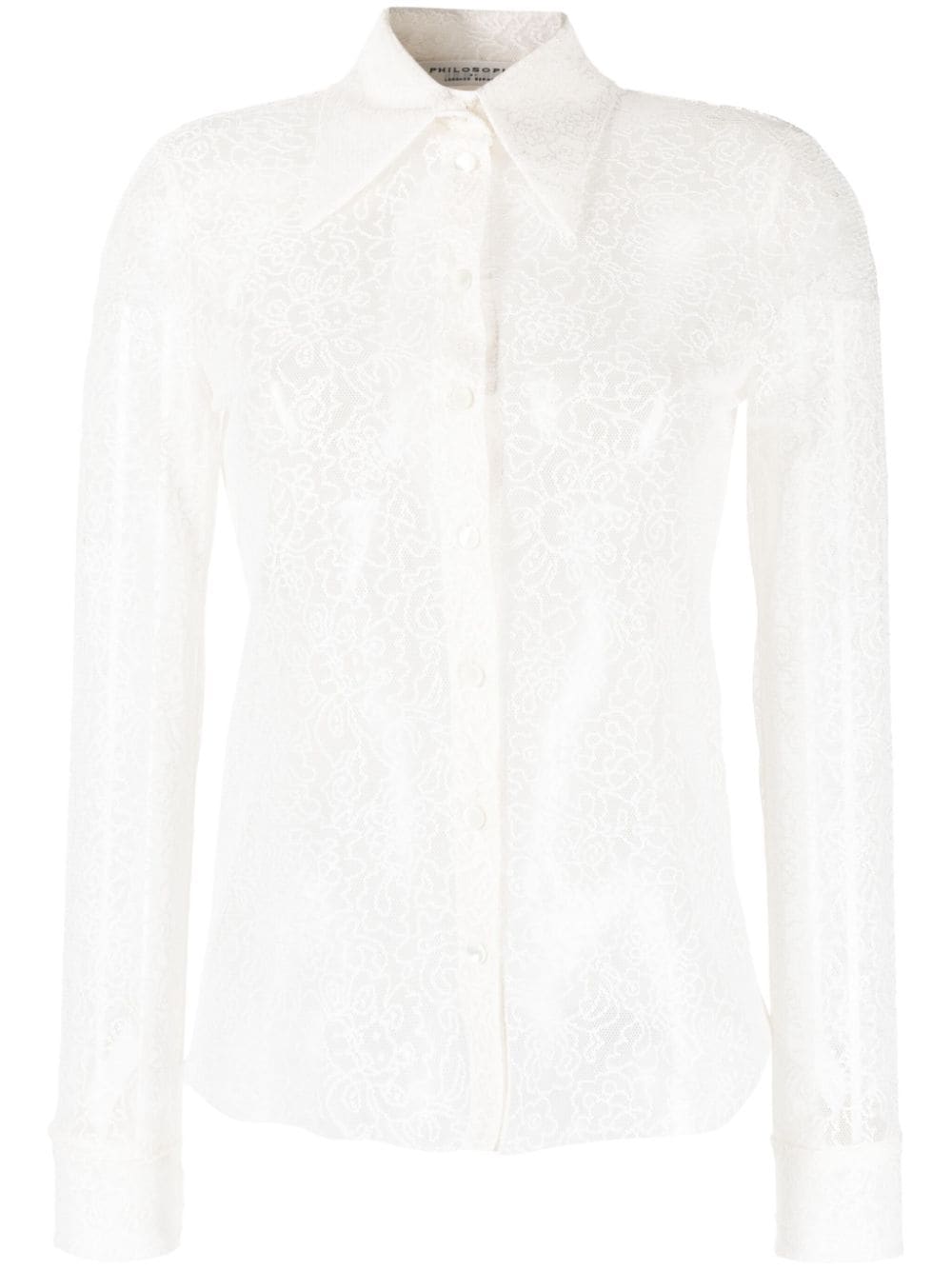 Philosophy Di Lorenzo Serafini floral-lace semi-sheer shirt - Neutrals von Philosophy Di Lorenzo Serafini