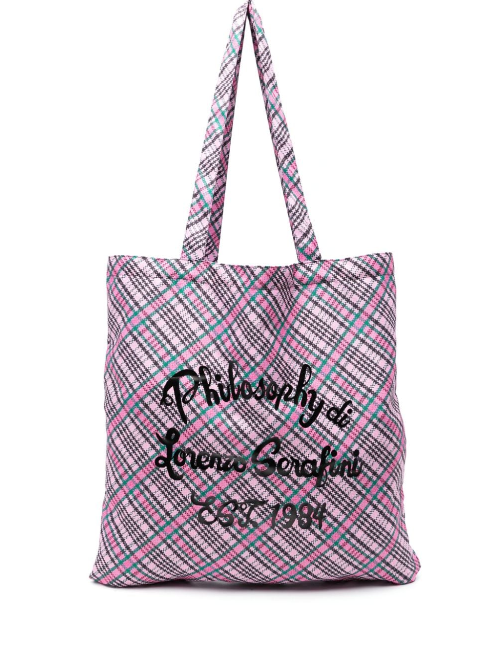 Philosophy Di Lorenzo Serafini logo-print check beach bag - Pink von Philosophy Di Lorenzo Serafini