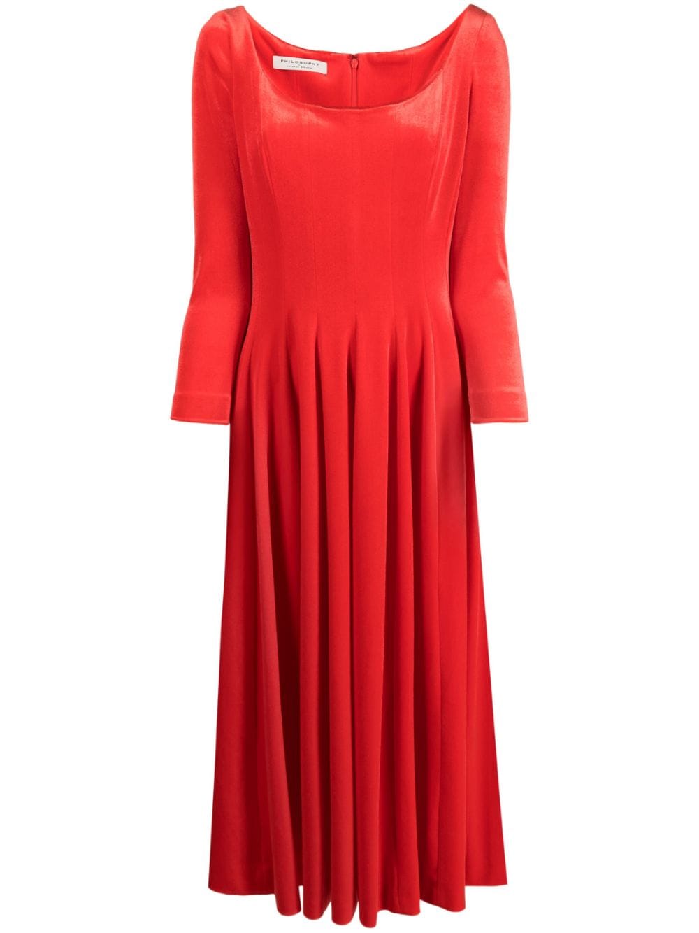 Philosophy Di Lorenzo Serafini long-sleeve velvet midi dress - Red von Philosophy Di Lorenzo Serafini