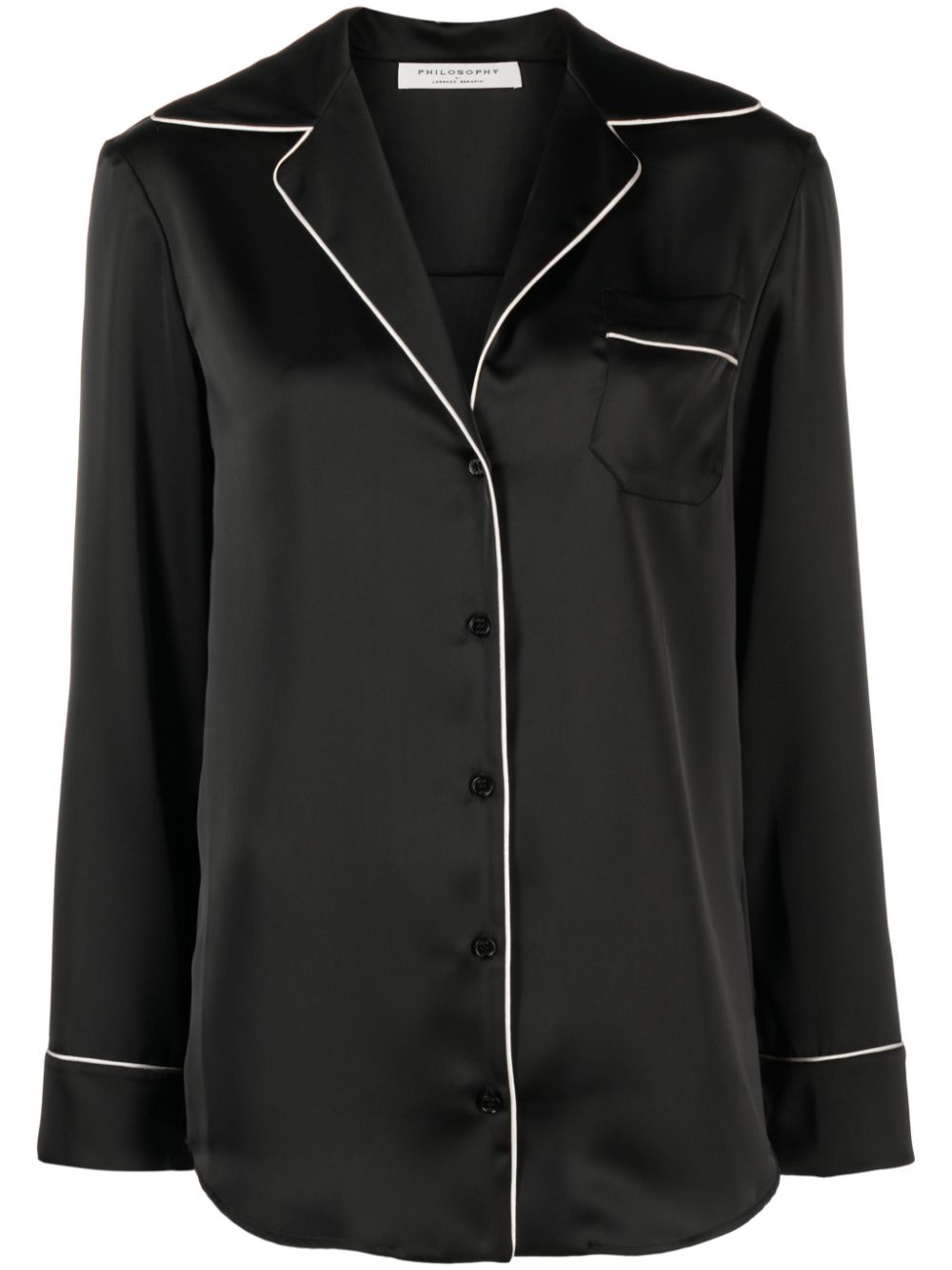 Philosophy Di Lorenzo Serafini piped-trim satin-finish shirt - Black von Philosophy Di Lorenzo Serafini