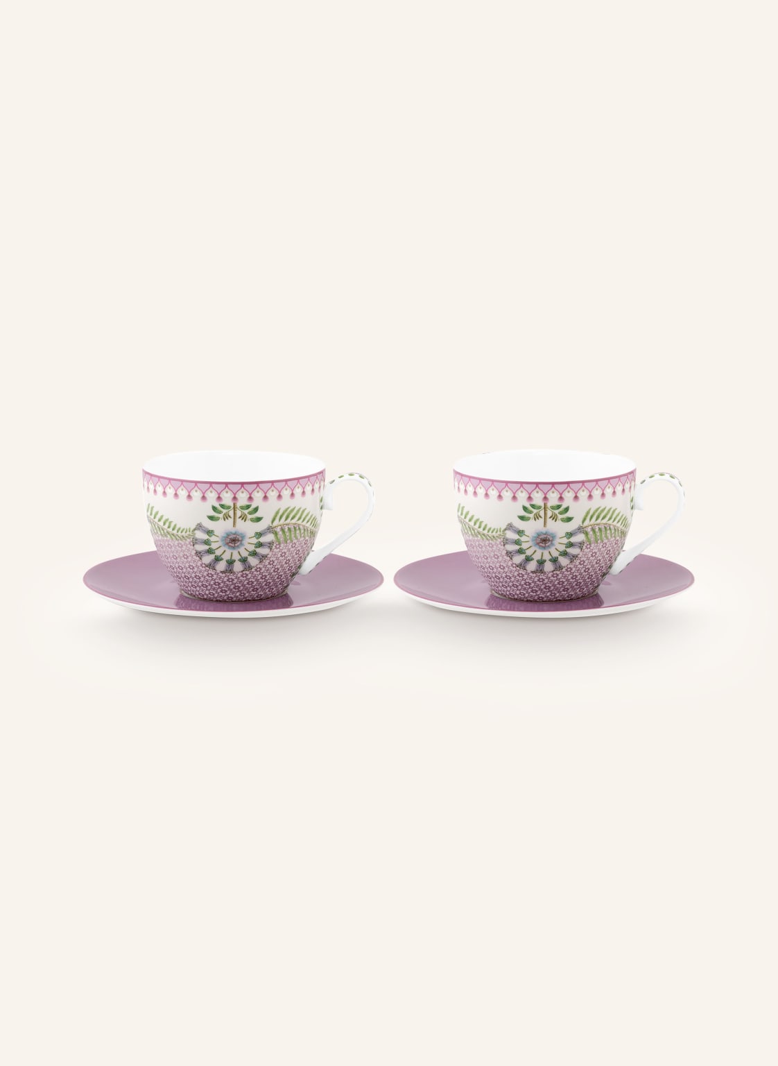 Pip Studio 2er-Set Kaffeetassen Lotus Mit Untertassen weiss von PiP Studio