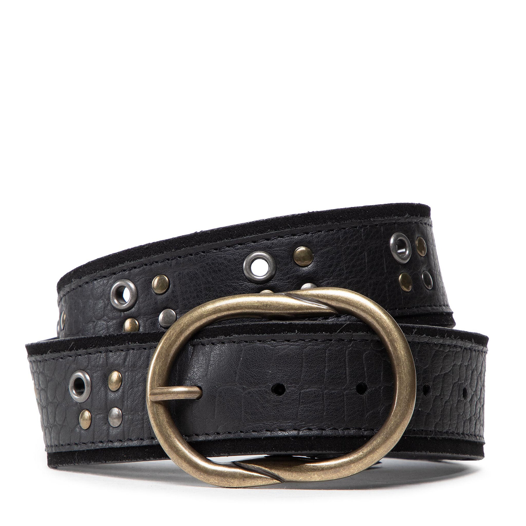 Damengürtel Pieces Pcnina Leather Jeans Belt Fc 17127691 Black/Croco Embo von Pieces
