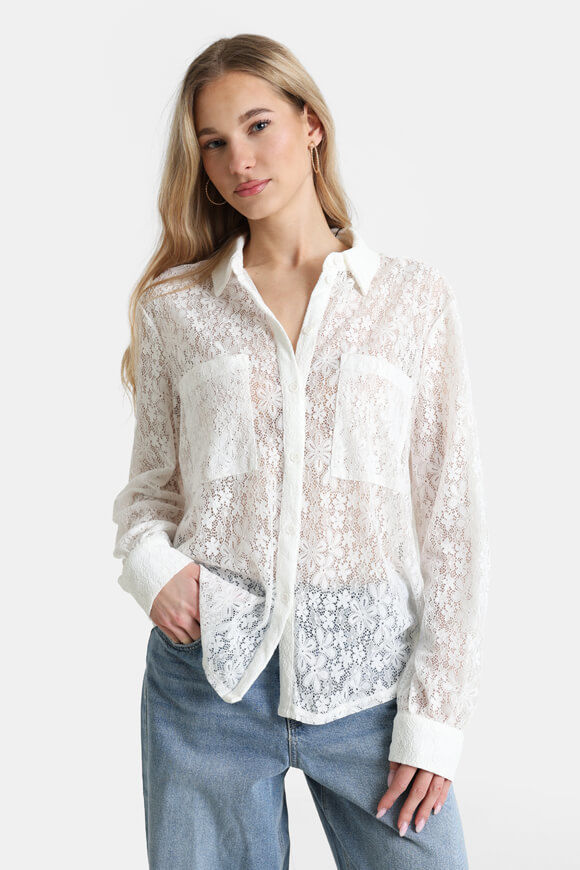 Pieces PCSCOUT Oversize Spitzenhemd | Cloud Dancer | Damen  | M von Pieces