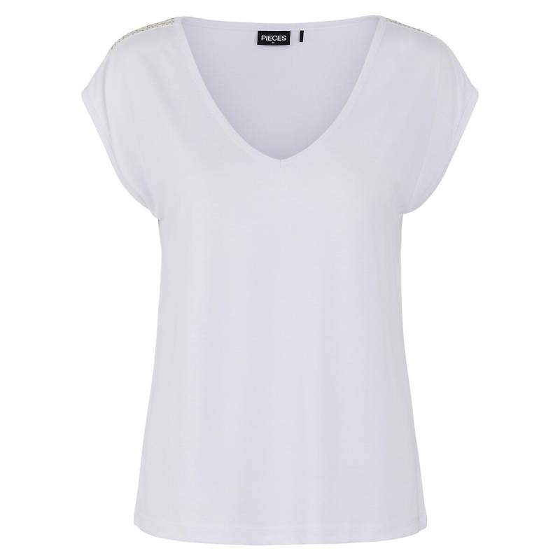 T-Shirt mit Zierdetails an den Schultern von Pieces