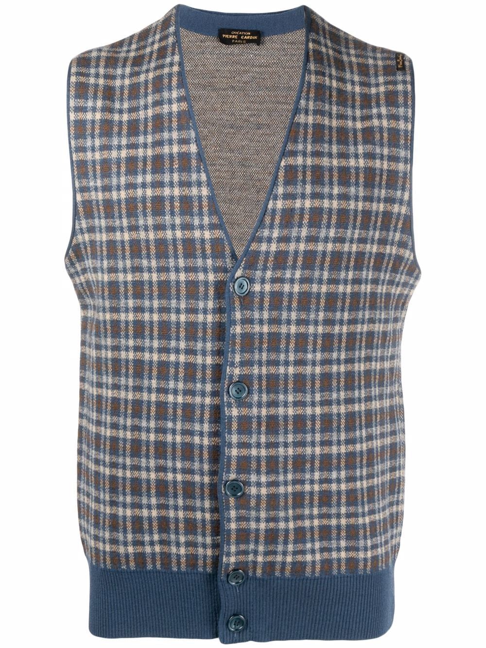 Pierre Cardin Pre-Owned 1970s checked V-neck waistcoat - Blue von Pierre Cardin Pre-Owned