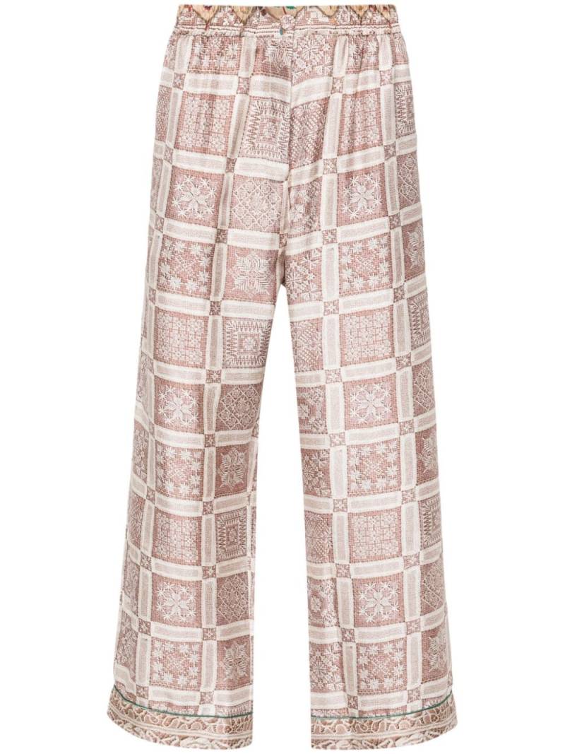 Pierre-Louis Mascia Aloe geometric-print silk trousers - Neutrals von Pierre-Louis Mascia