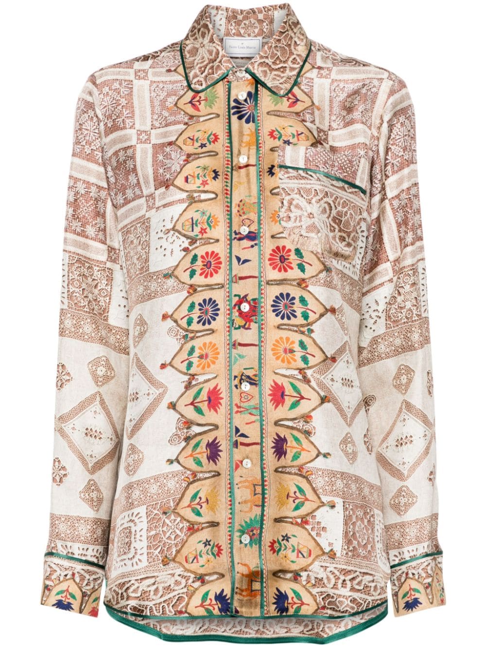 Pierre-Louis Mascia Aloe patterned silk shirt - Brown von Pierre-Louis Mascia