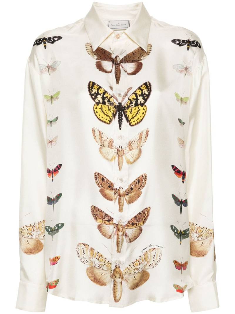 Pierre-Louis Mascia butterfly-print silk shirt - Neutrals von Pierre-Louis Mascia