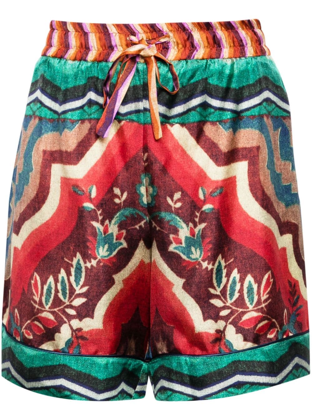 Pierre-Louis Mascia floral-print silk shorts - Red von Pierre-Louis Mascia