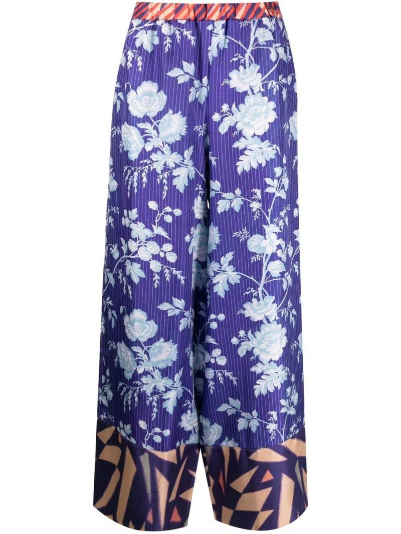 Pierre-Louis Mascia floral-print silk trousers - Blue von Pierre-Louis Mascia