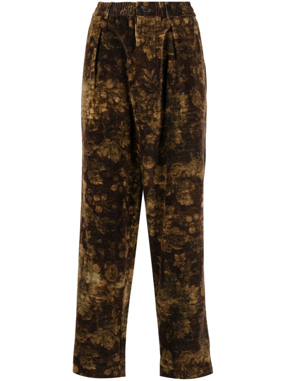 Pierre-Louis Mascia floral-print tapered velvet trousers - Brown von Pierre-Louis Mascia