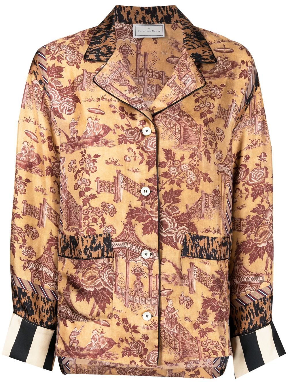 Pierre-Louis Mascia graphic-print shirt - Brown von Pierre-Louis Mascia