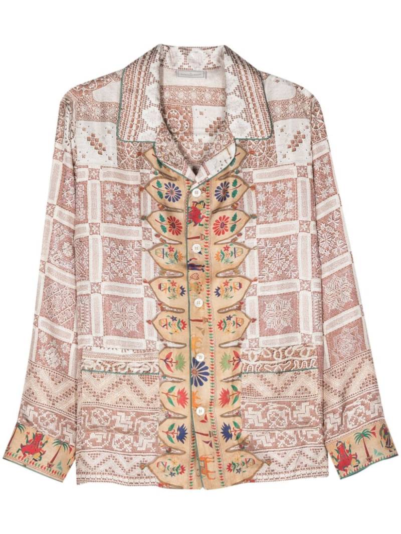 Pierre-Louis Mascia graphic-print silk shirt - Neutrals von Pierre-Louis Mascia