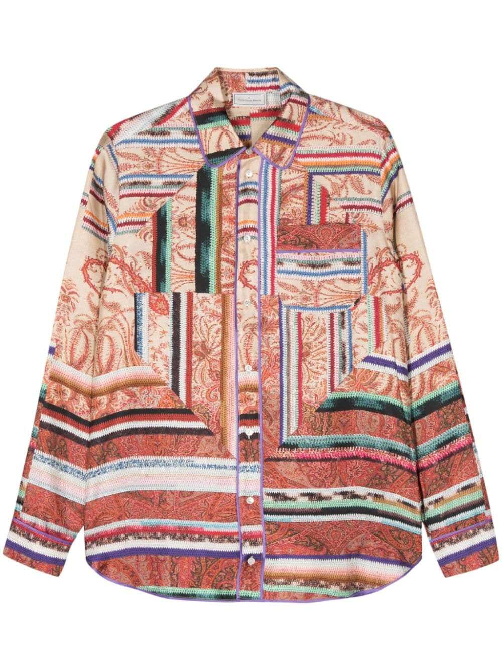 Pierre-Louis Mascia graphic-print silk shirt - Neutrals von Pierre-Louis Mascia