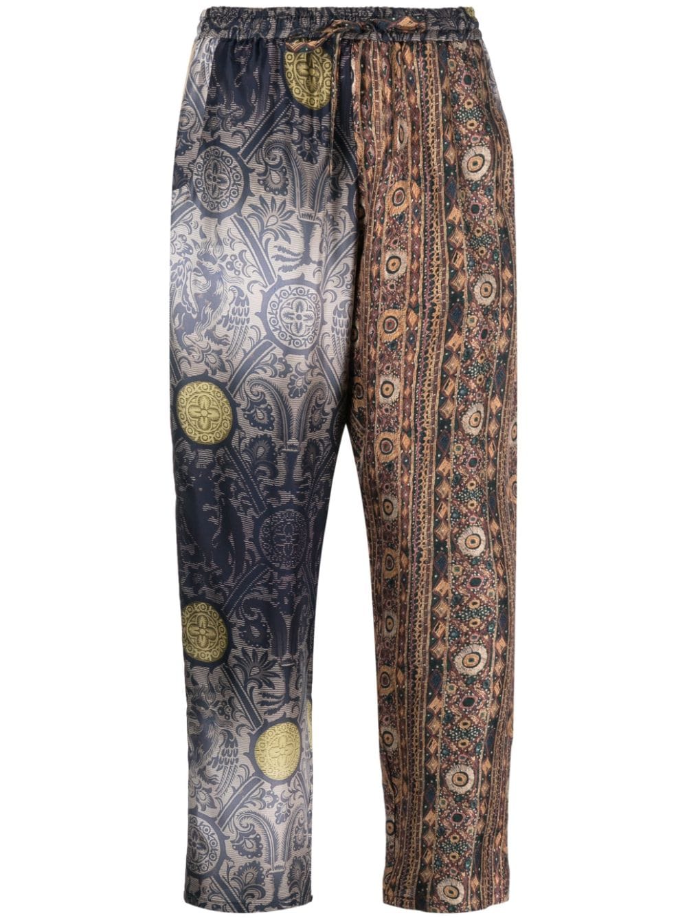 Pierre-Louis Mascia graphic-print silk trousers - Brown von Pierre-Louis Mascia