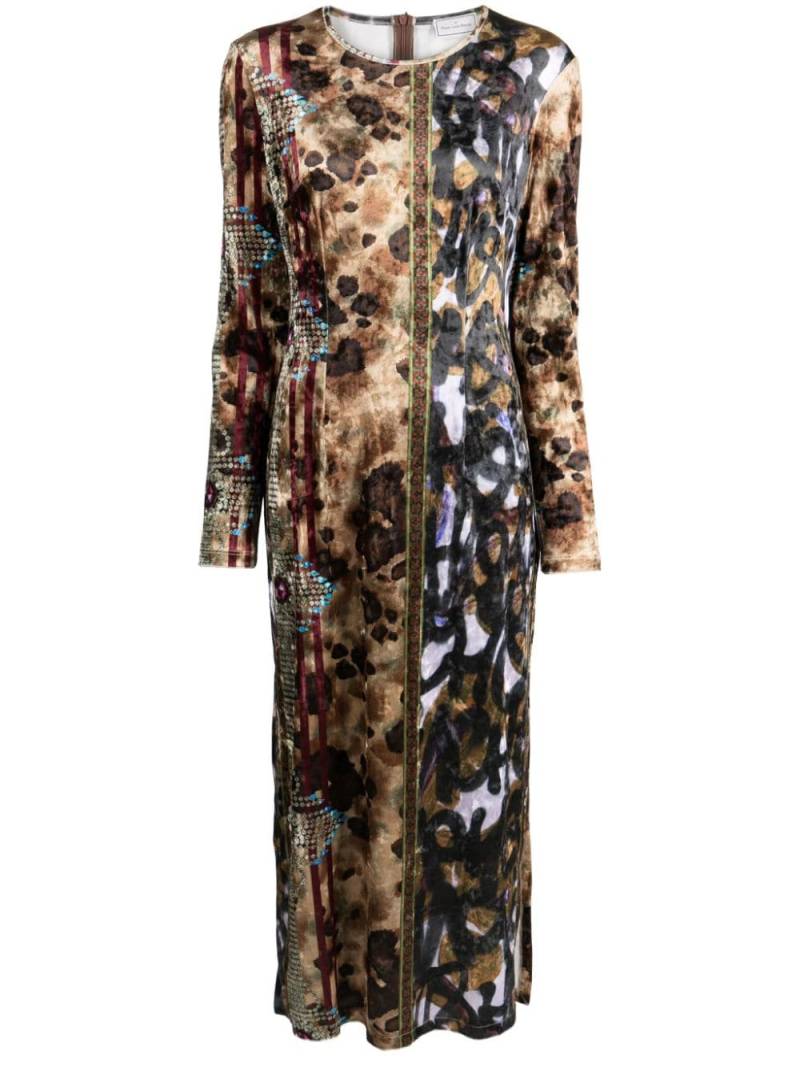 Pierre-Louis Mascia graphic-print velour dress - Brown von Pierre-Louis Mascia