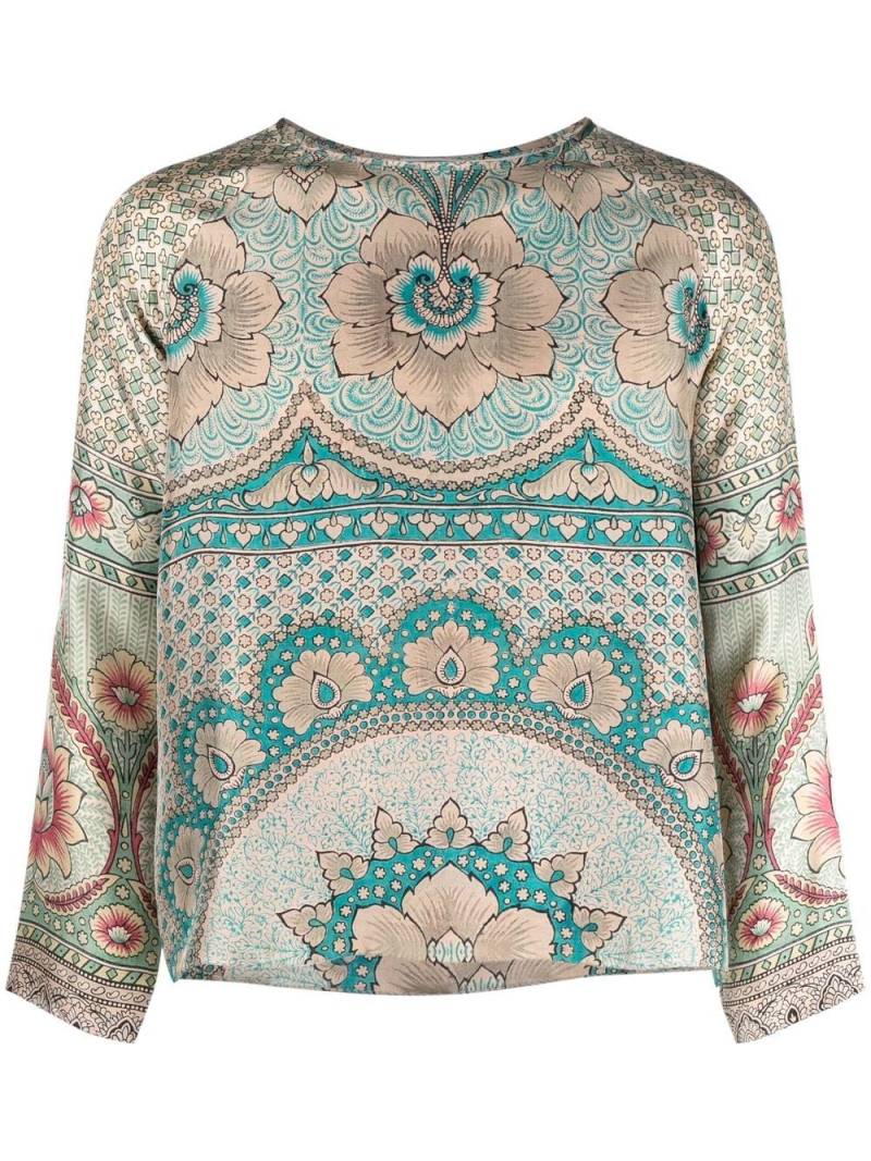 Pierre-Louis Mascia patterned long-sleeved silk shirt - Neutrals von Pierre-Louis Mascia