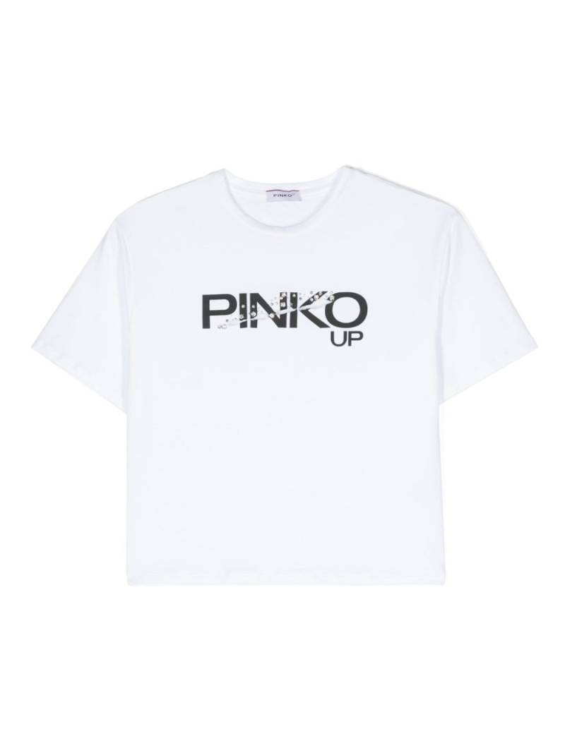 Pinko Kids cut-out logo-detail T-shirt - White von Pinko Kids