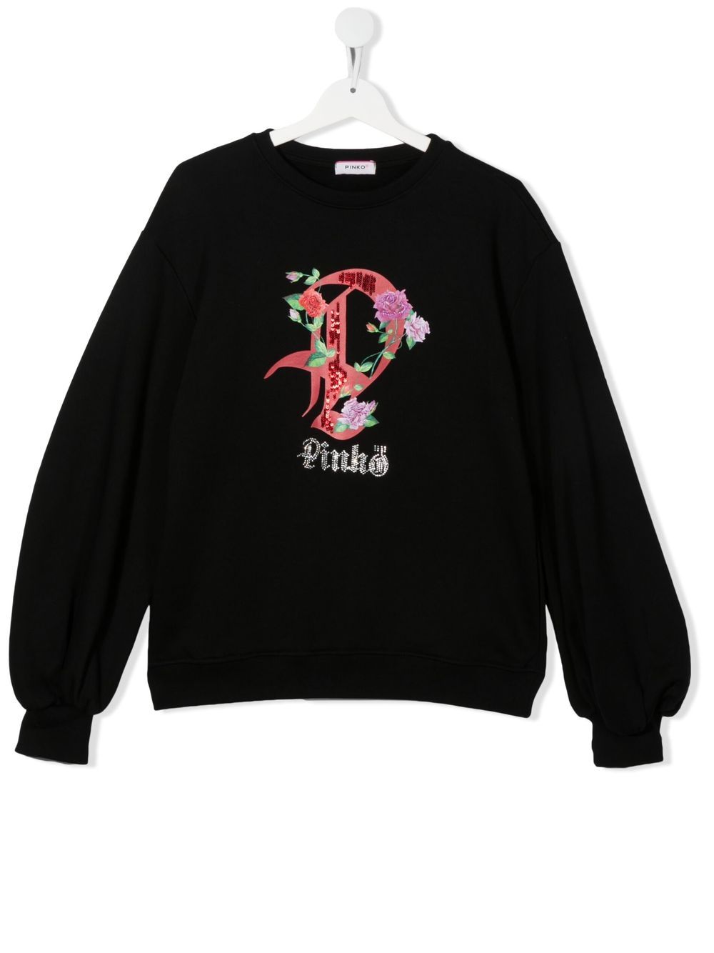 Pinko Kids logo-print crew neck sweatshirt - Black von Pinko Kids