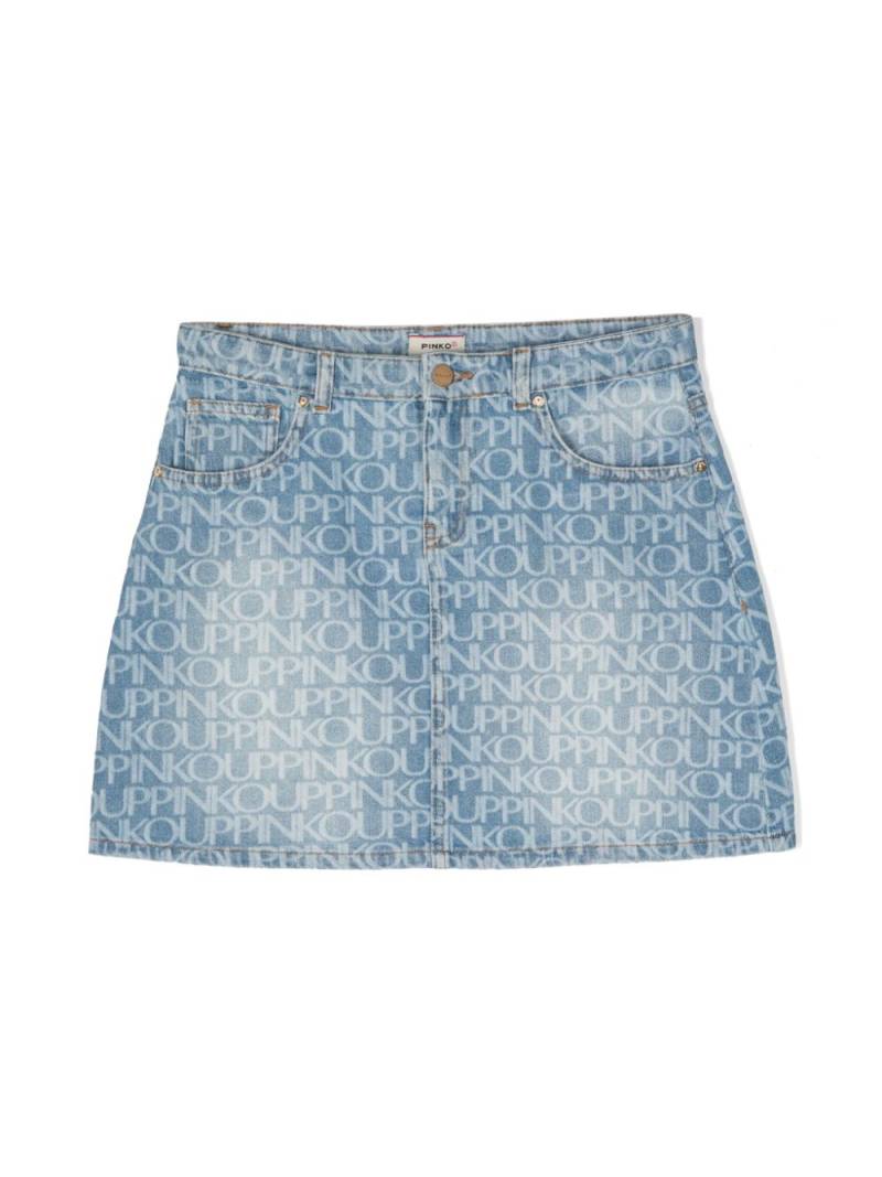 Pinko Kids logo-print denim skirt - Blue von Pinko Kids