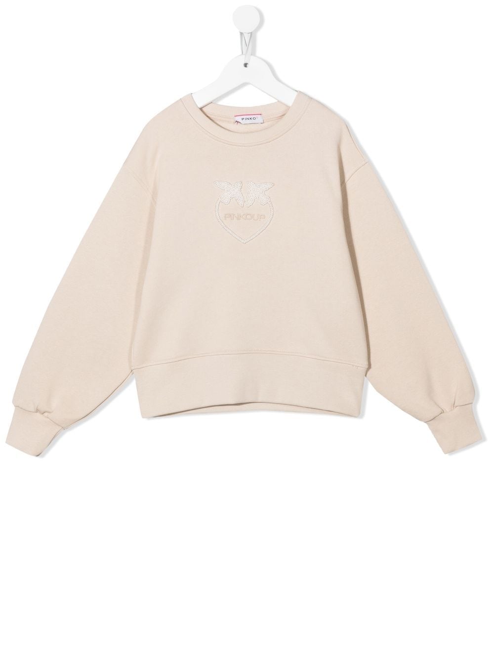 Pinko Kids pearl embellished cotton sweatshirt - Neutrals von Pinko Kids