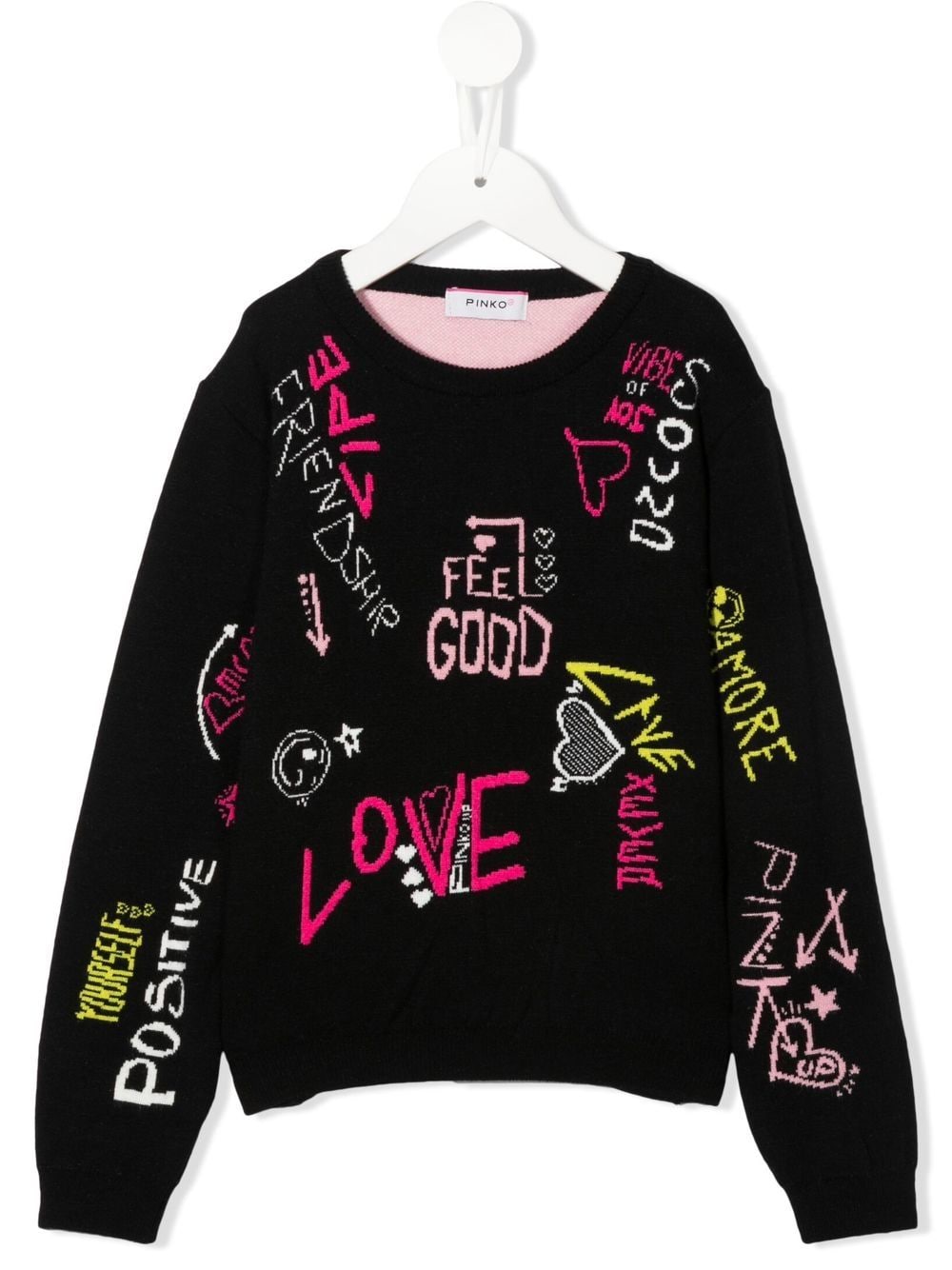 Pinko Kids slogan-knit jumper - Black von Pinko Kids