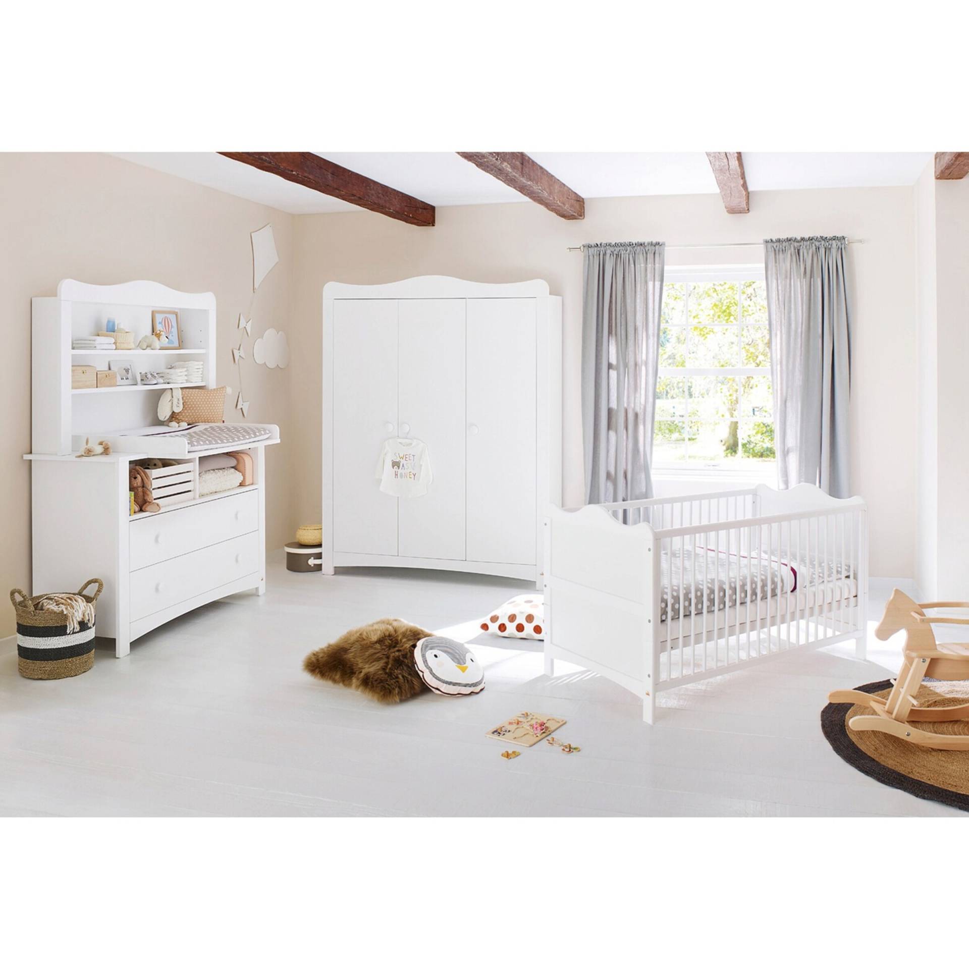 3-tlg. Babyzimmer Florentina extrabreit groß, inkl. extrabreitem Regalaufsatz von Pinolino