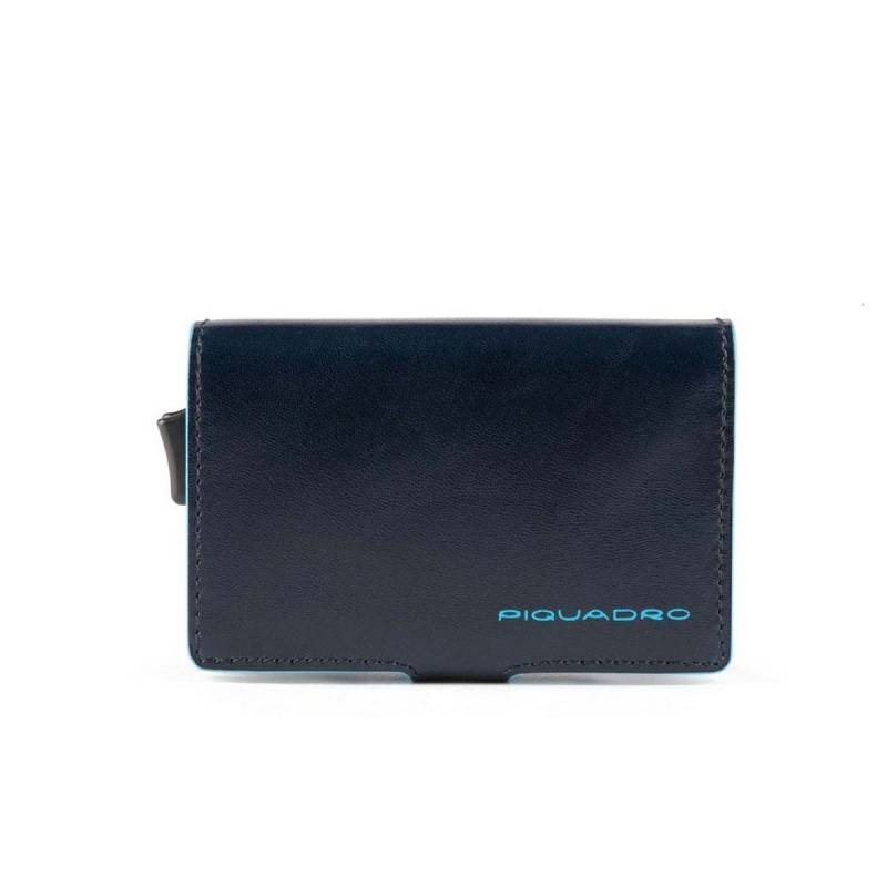 Blue Square - Doppeltes Kreditkartenetui mit Schiebesystem in Blau von Piquadro