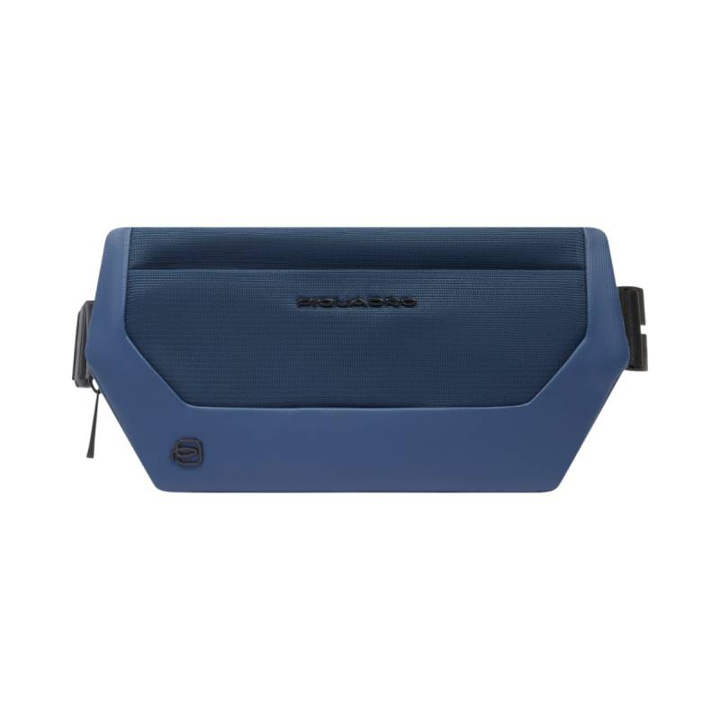 Gürteltasche aus recyceltem Stoff und Leder, Blau von Piquadro