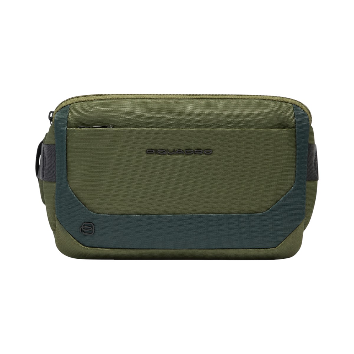 Gürteltasche aus recyceltem Stoff und Leder, Grün von Piquadro