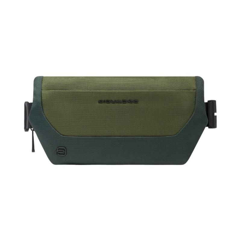 Gürteltasche aus recyceltem Stoff und Leder, Grün von Piquadro