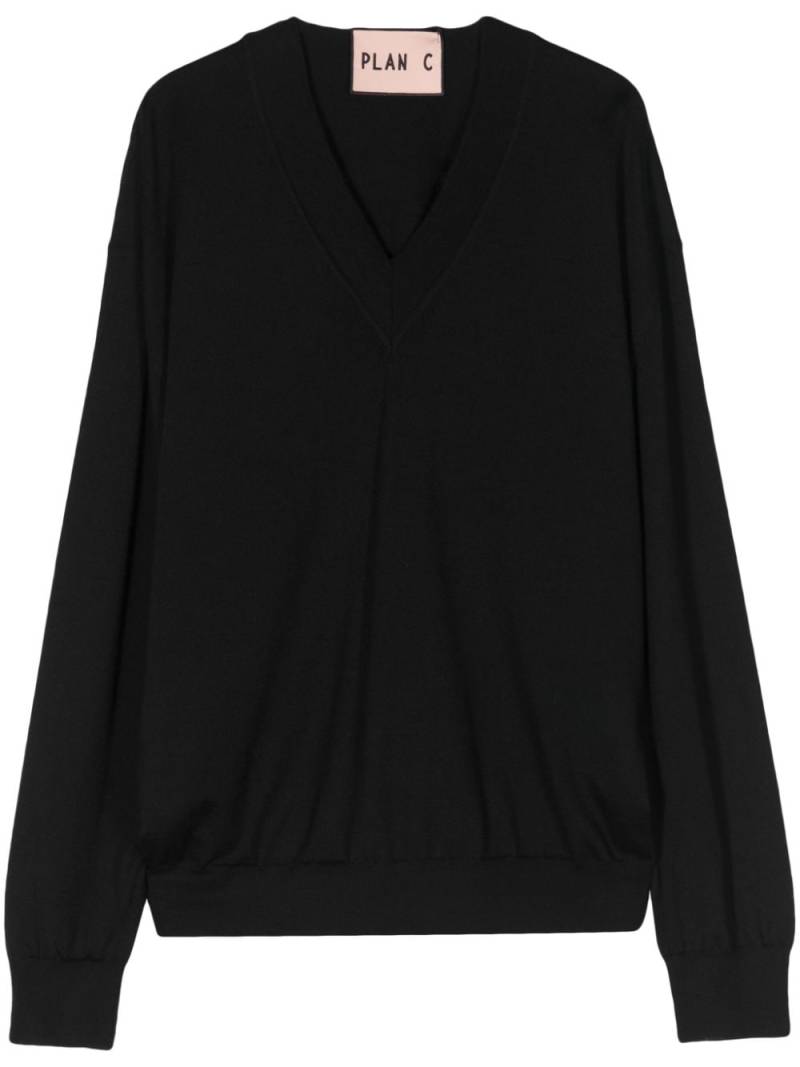 Plan C Foulard cashmere jumper - Black von Plan C