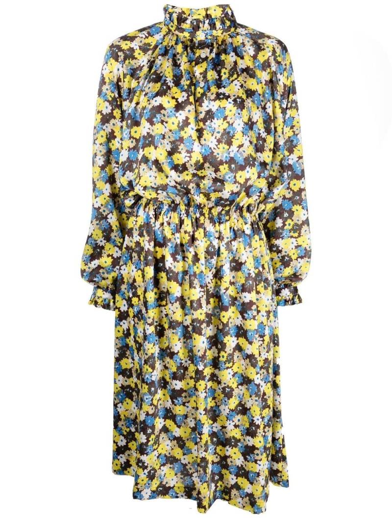 Plan C Twill Daisy Bouquet print dress - Yellow von Plan C