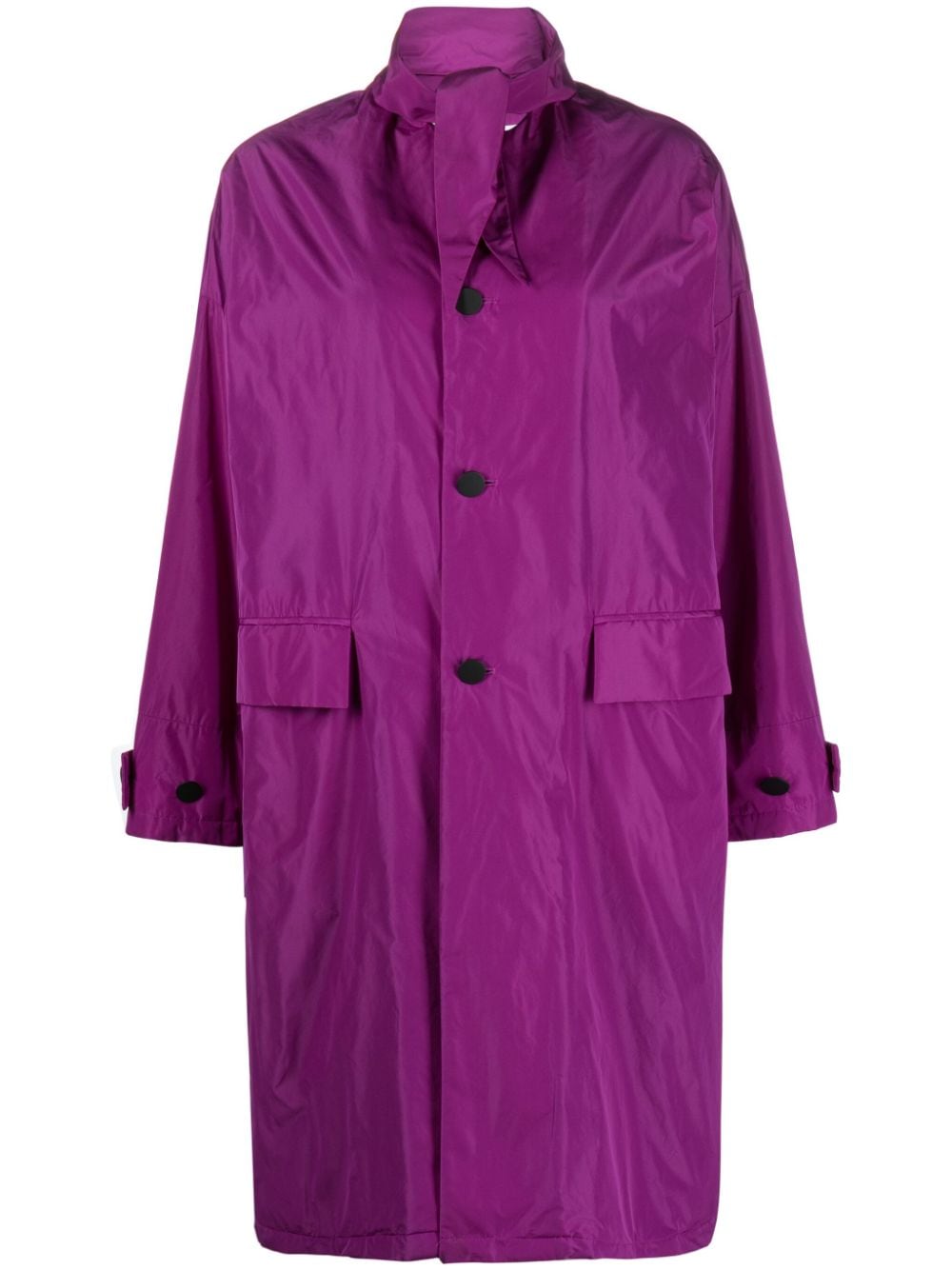 Plan C detachable-collar taffeta midi coat - Purple von Plan C