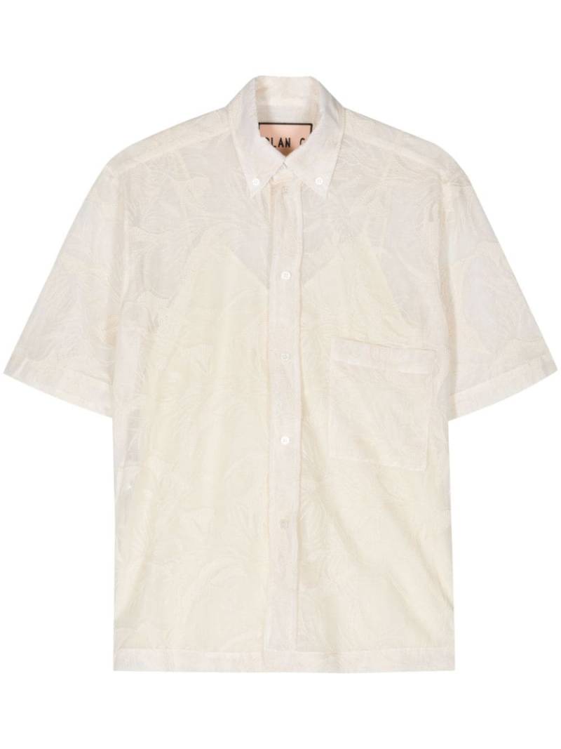 Plan C floral-embroidered mesh shirt - Neutrals von Plan C