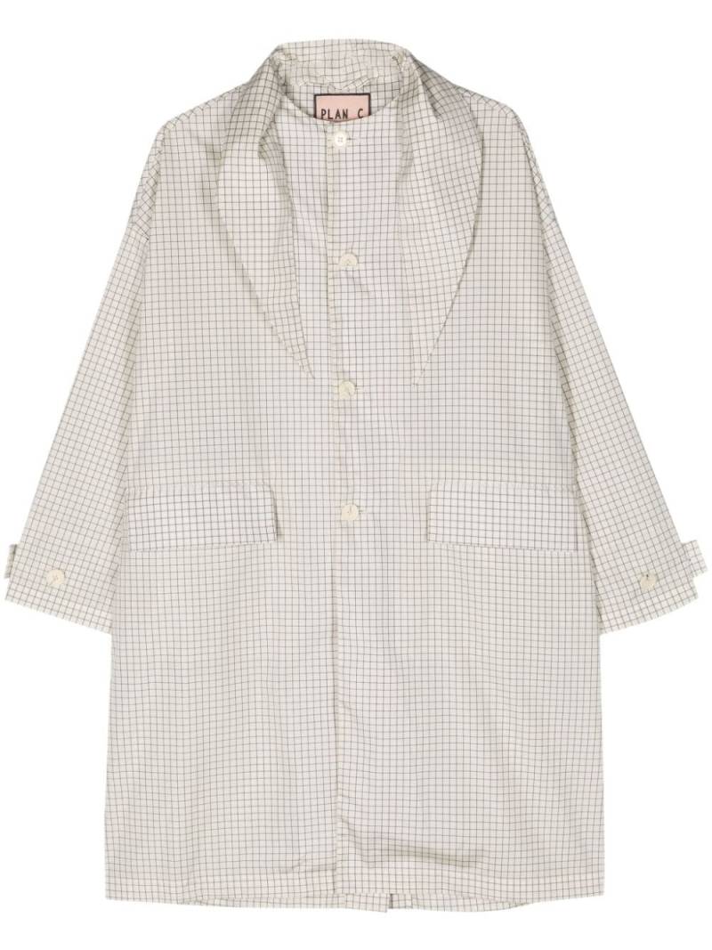 Plan C grid-check button-up raincoat - Neutrals von Plan C