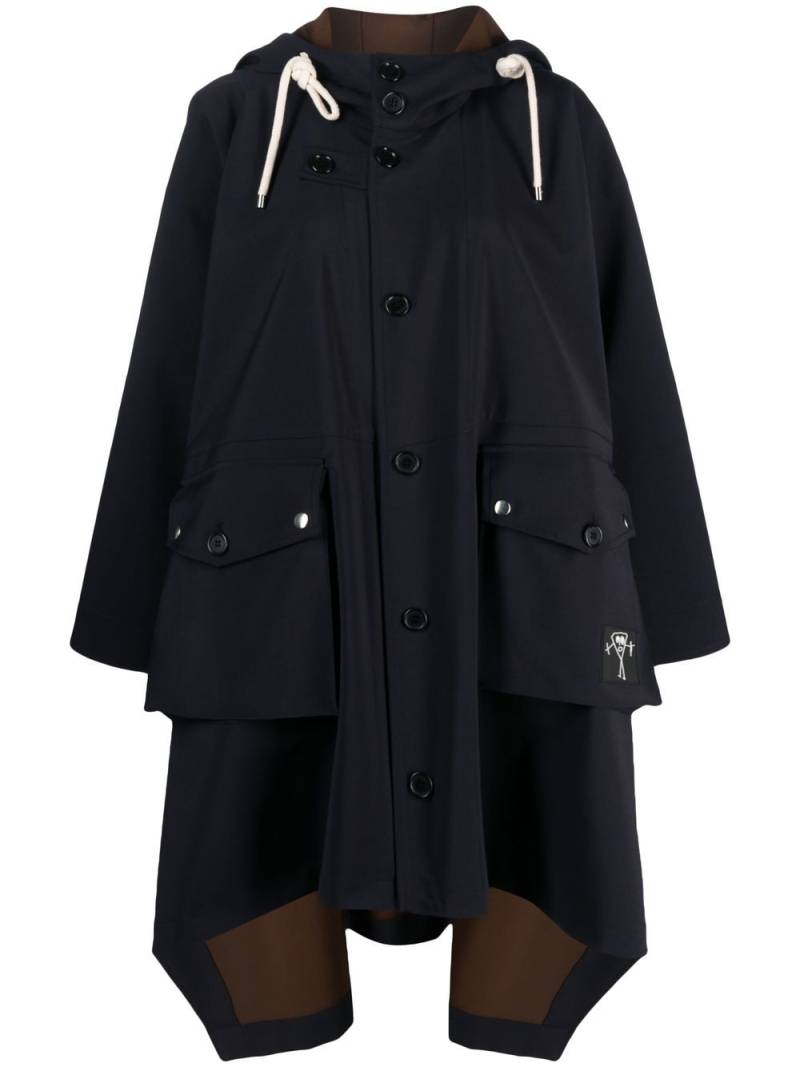 Plan C hooded poncho coat - Blue von Plan C