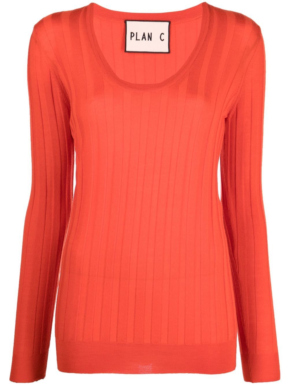 Plan C ribbed knitted top - Orange von Plan C