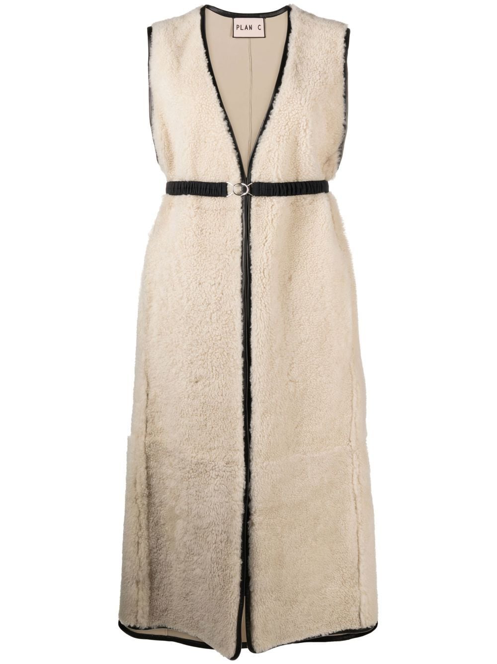 Plan C shearling sleeveless coat - Neutrals von Plan C