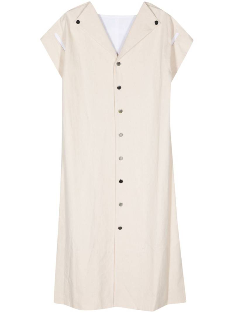 Plan C spread-collar cotton maxi dress - Neutrals von Plan C