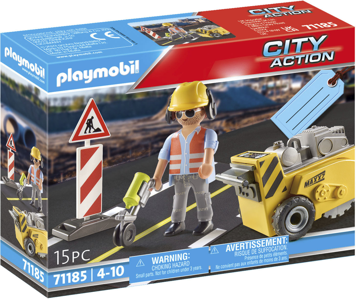 Playmobil® Konstruktions-Spielset »Bauarbeiter mit Kantenfräser (71185), City Action«, (15 St.) von Playmobil®