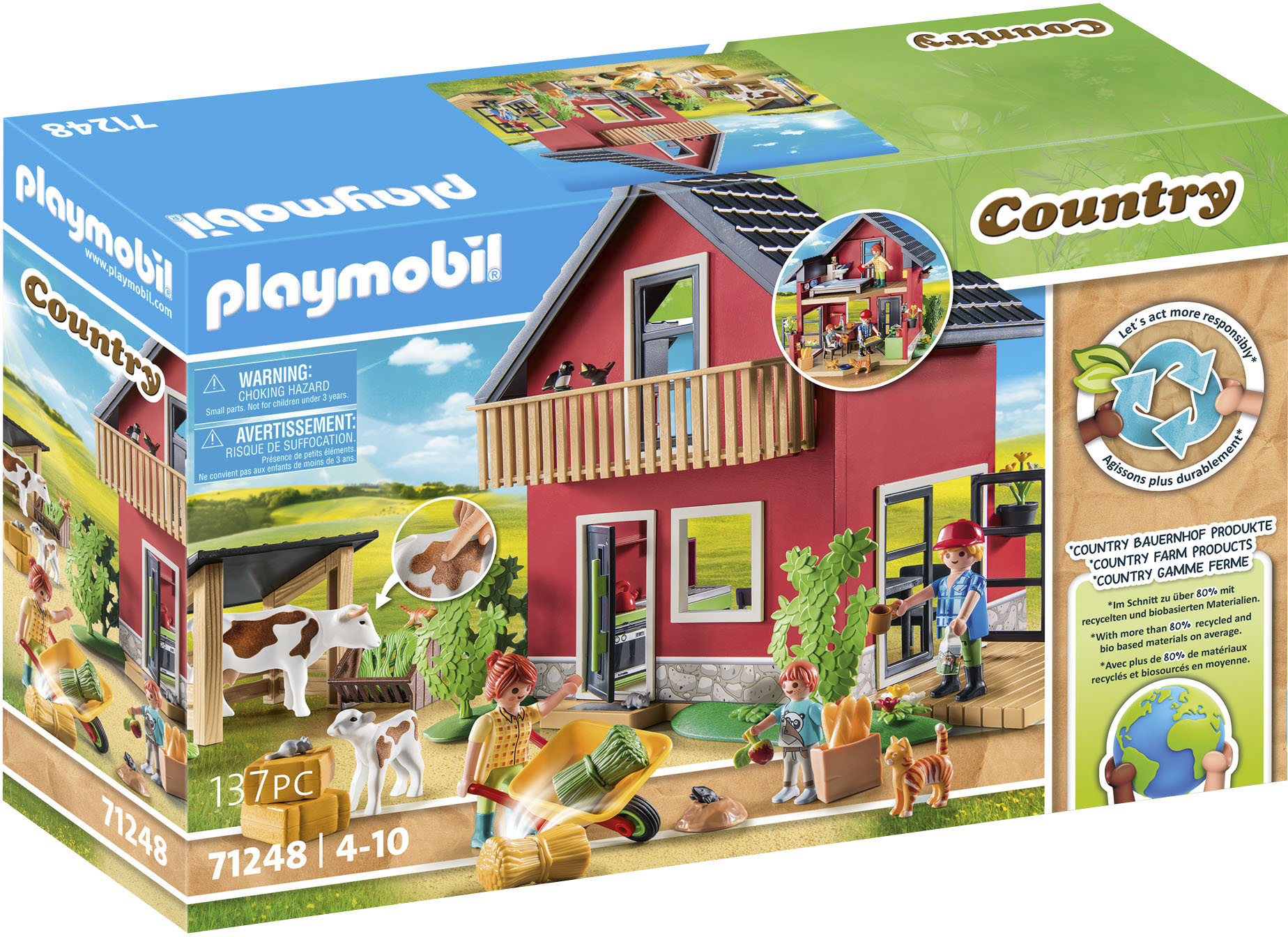 Playmobil® Konstruktions-Spielset »Bauernhaus (71248), Country«, teilweise aus recyceltem Material; Made in Germany von Playmobil®