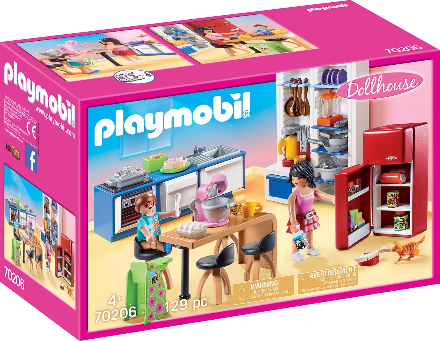 Playmobil® Konstruktions-Spielset »Familienküche (70206), Dollhouse«, (129 St.), Made in Germany von Playmobil®