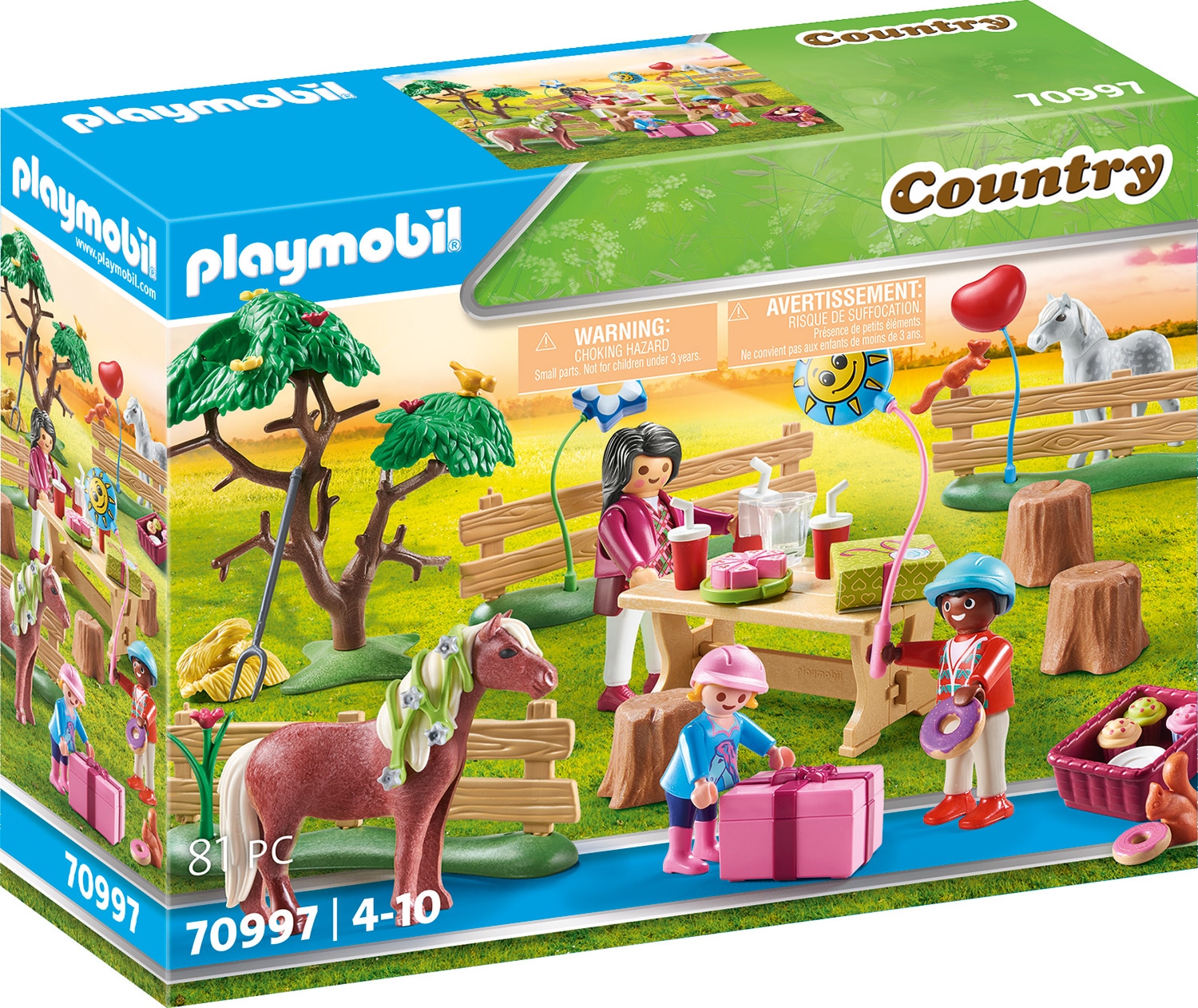 Playmobil® Konstruktions-Spielset »Kindergeburtstag auf dem Ponyhof (70997), Country«, (81 St.) von Playmobil®