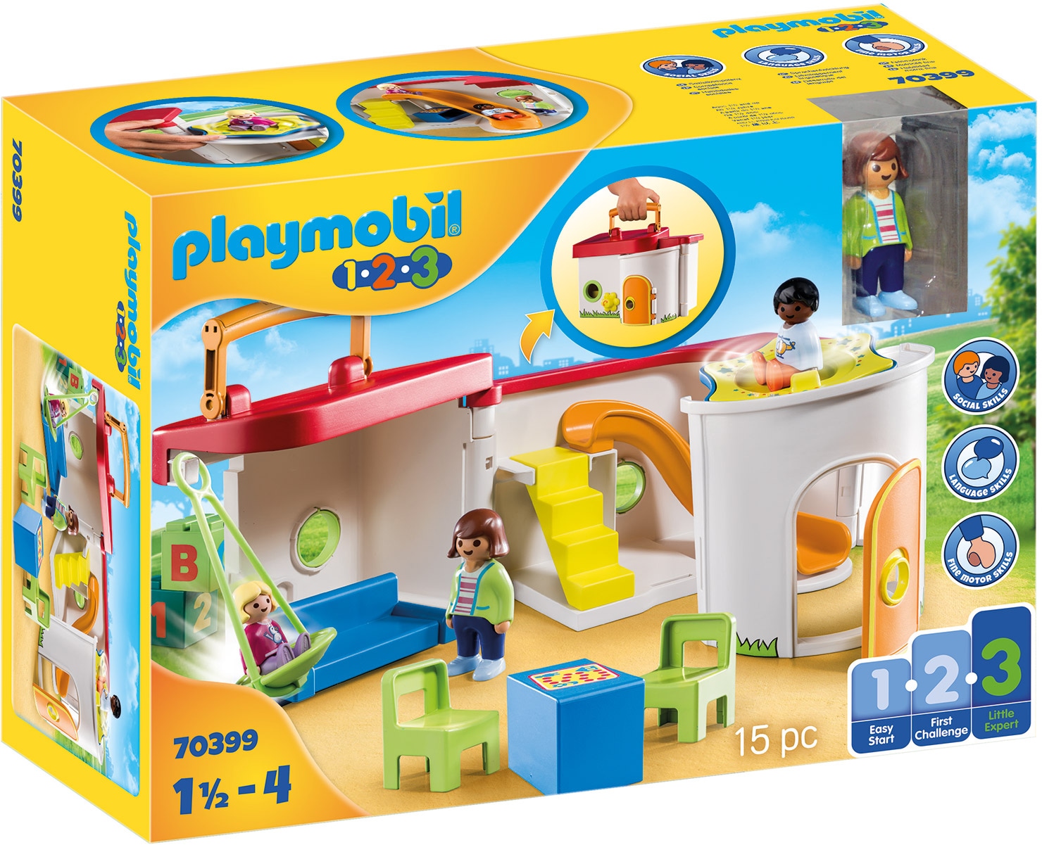 Playmobil® Konstruktions-Spielset »Mein Mitnehm-Kindergarten (70399), Playmobil 1-2-3«, (15 St.), Made in Europe von Playmobil®