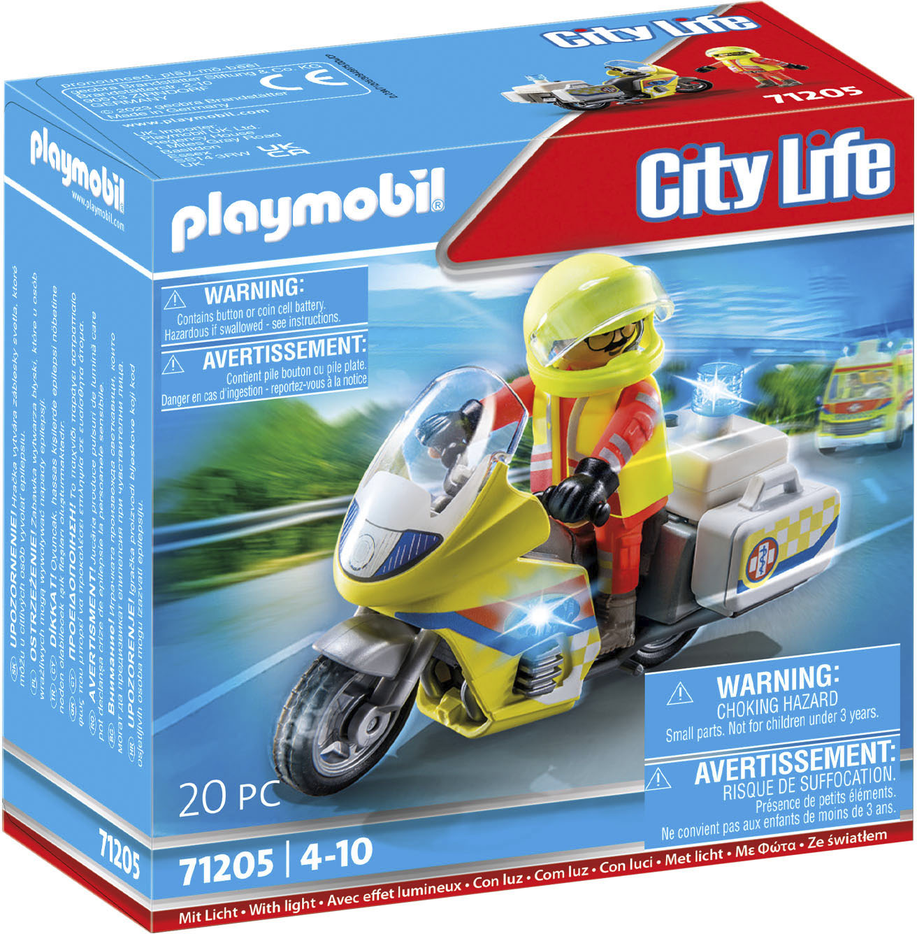 Playmobil® Konstruktions-Spielset »Notarzt-Motorrad mit Blinklicht (71205), City Life« von Playmobil®